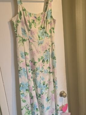Old Navy White Sundress with Blue, Green & Lavender Floral Print